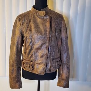 NWOT Free People  Snake Print Vegan Leather Jacket